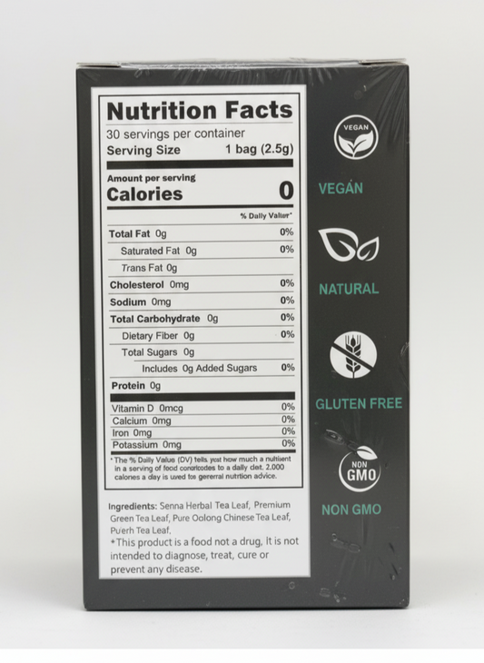 Nutrition facts label and product details on a white background