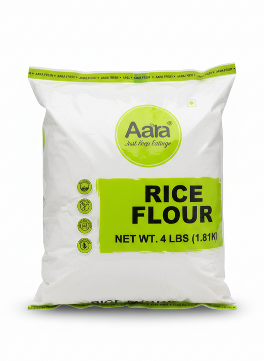Bag of Aata Rice Flour on a white background